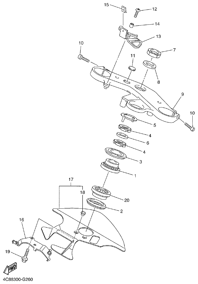 Yamaha R1 2008 STEERING parts diagram